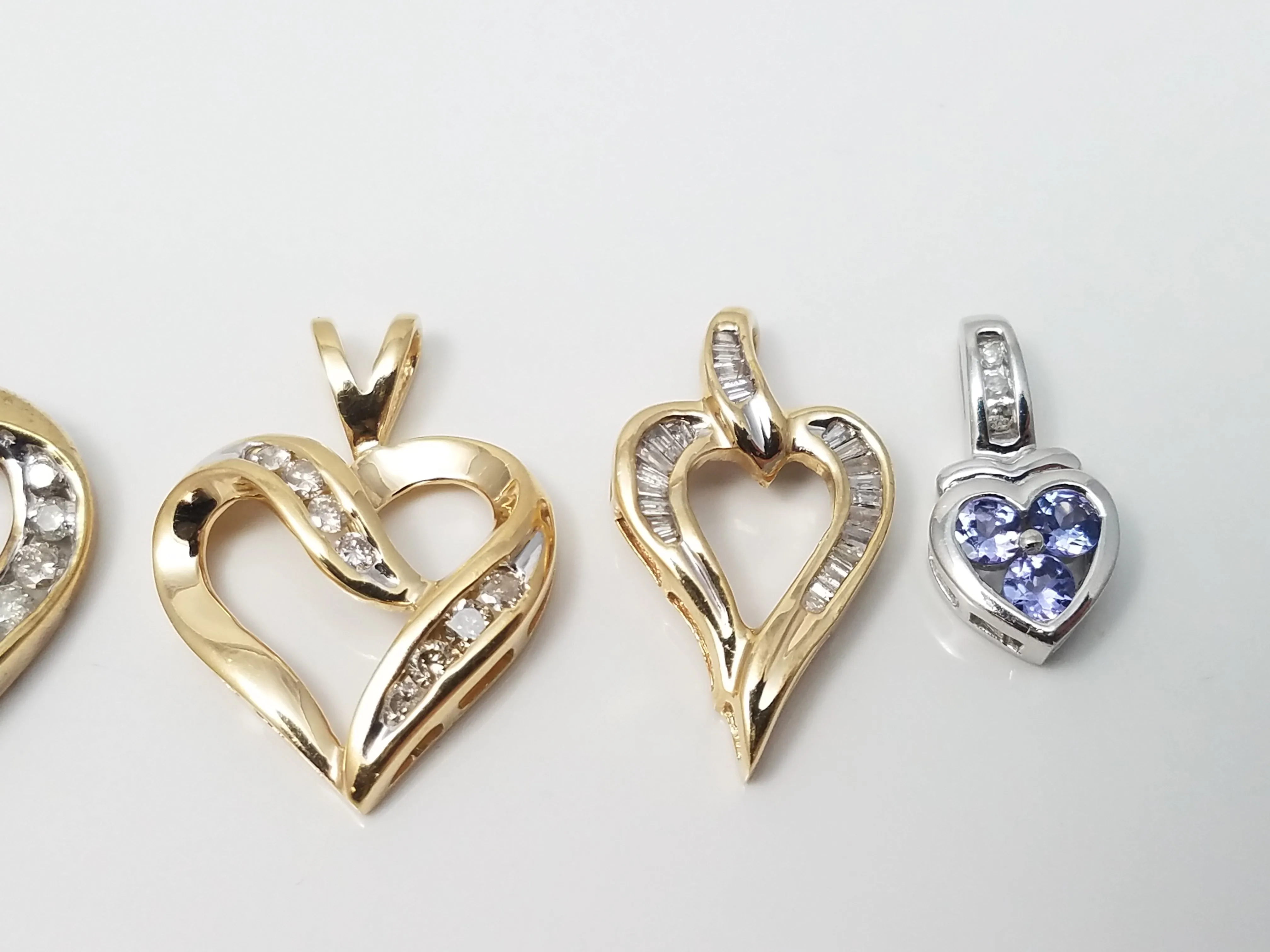 Lot of Five 10k Gold Natural Diamond Gemstone Pendants