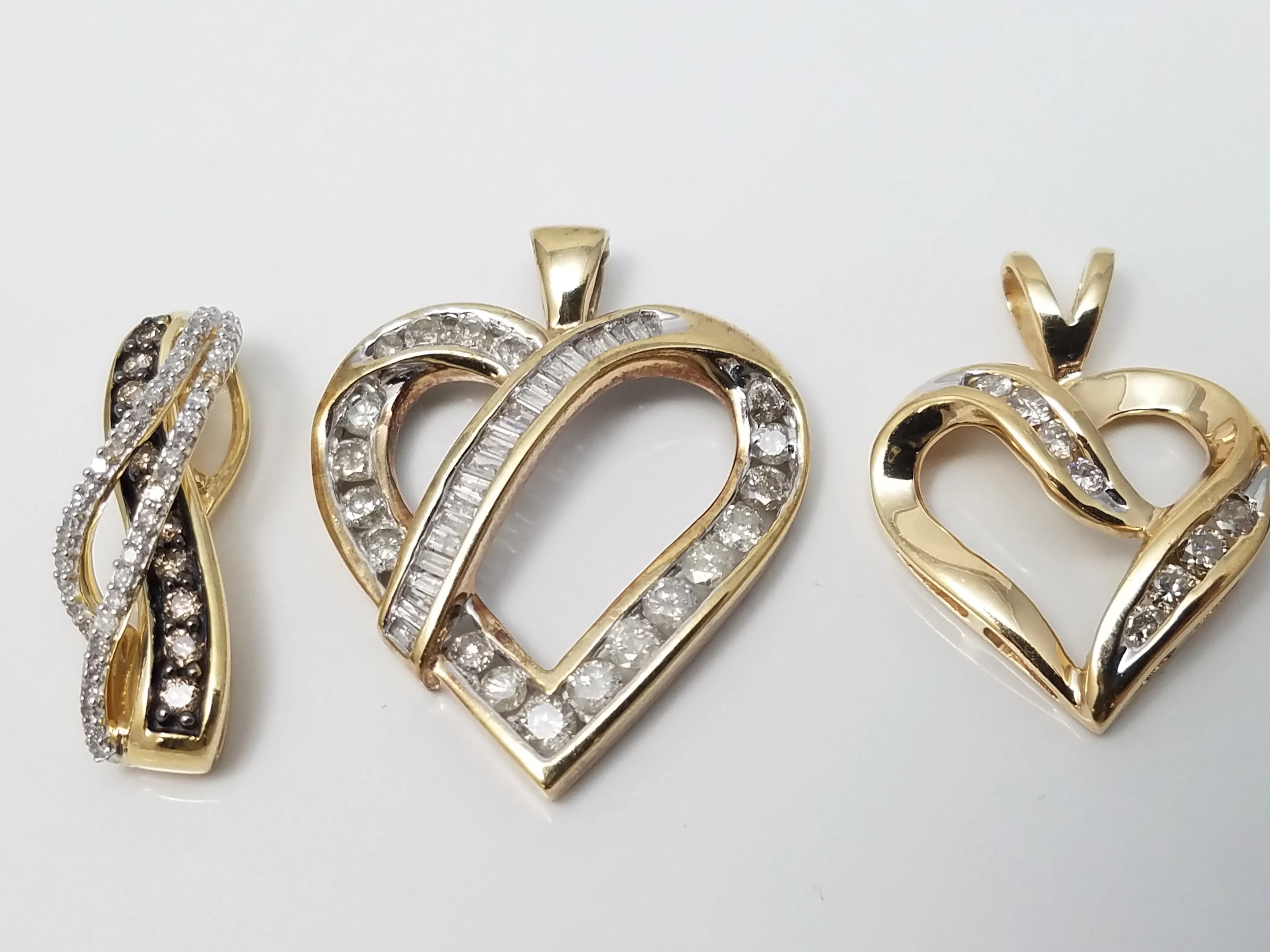 Lot of Five 10k Gold Natural Diamond Gemstone Pendants
