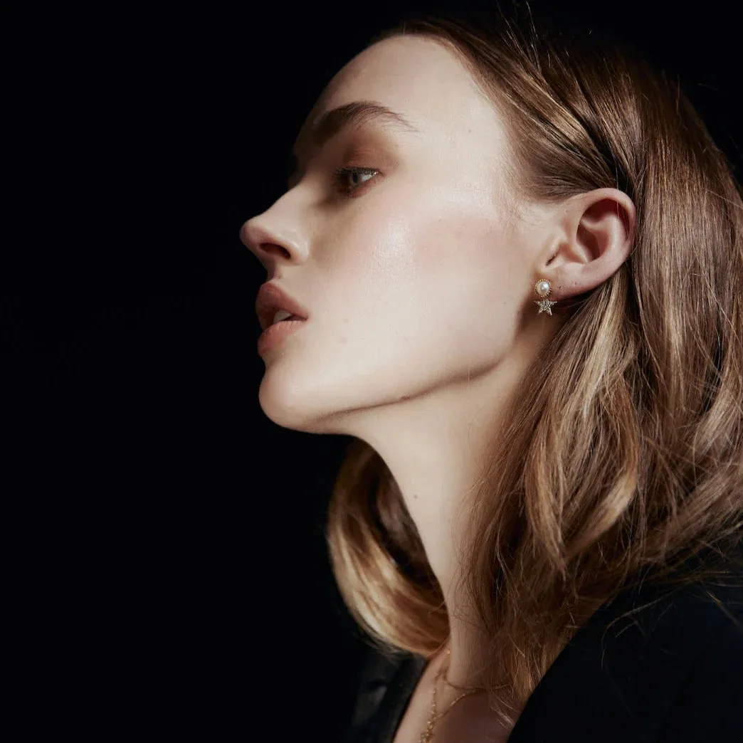 Lumiere / Ear Jackets / Pearl   Silver By Silk & Steel