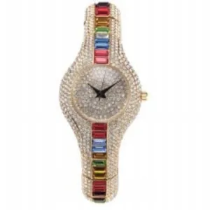 Luxury Rhinestone Watch 18K Gold Women Wedding Jewelry