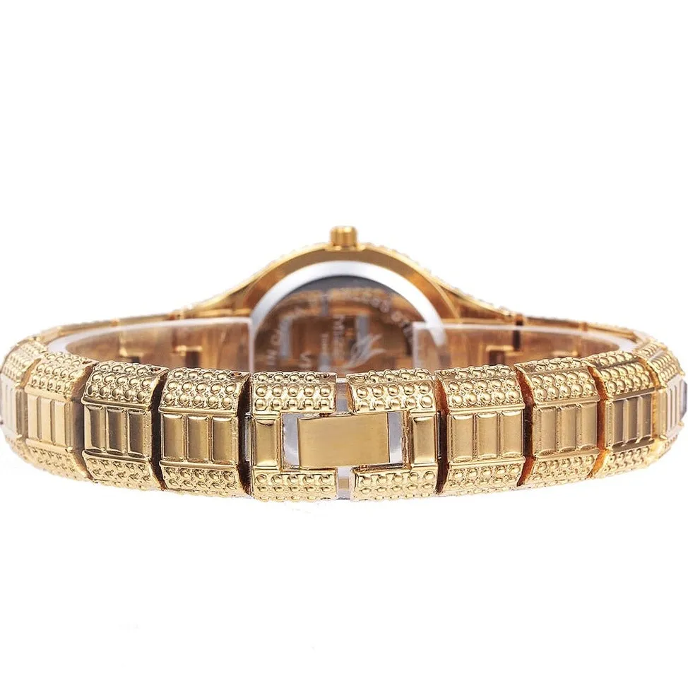 Luxury Rhinestone Watch 18K Gold Women Wedding Jewelry