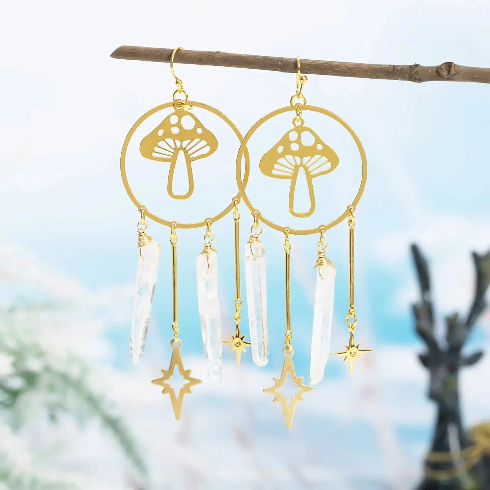 Magical Mushroom Dangle Earrings