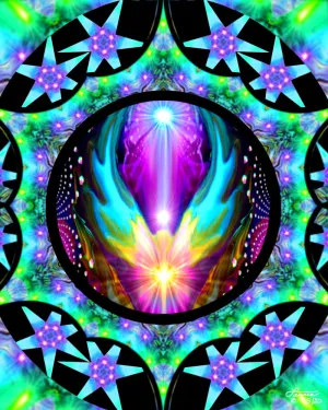 Mandala Angel Art, Reiki-Infused Visionary Wall Decor -"Astral Connection"