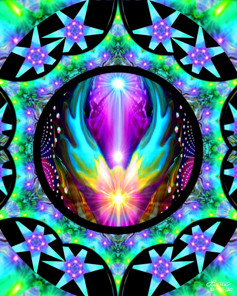 Mandala Angel Art, Reiki-Infused Visionary Wall Decor -"Astral Connection"