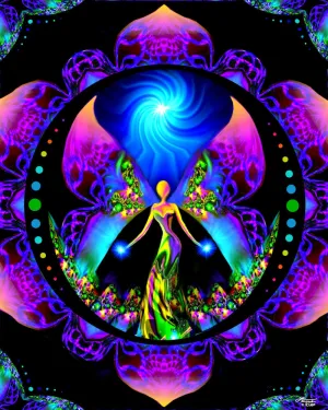 Mandala Angel Art, Reiki-Infused Wall Decor -"Breaking Free"