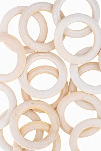 Mandala Crafts 70 40mm 1.5 Inch DIY Natural Wood Rings for Crafts - Macrame Wooden Rings - Unfinished Wood Rings for Macrame Rings Knitting Jewelry