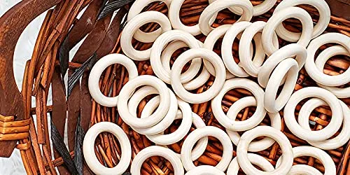 Mandala Crafts 70 40mm 1.5 Inch DIY Natural Wood Rings for Crafts - Macrame Wooden Rings - Unfinished Wood Rings for Macrame Rings Knitting Jewelry