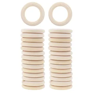 Mandala Crafts 70 40mm 1.5 Inch DIY Natural Wood Rings for Crafts - Macrame Wooden Rings - Unfinished Wood Rings for Macrame Rings Knitting Jewelry