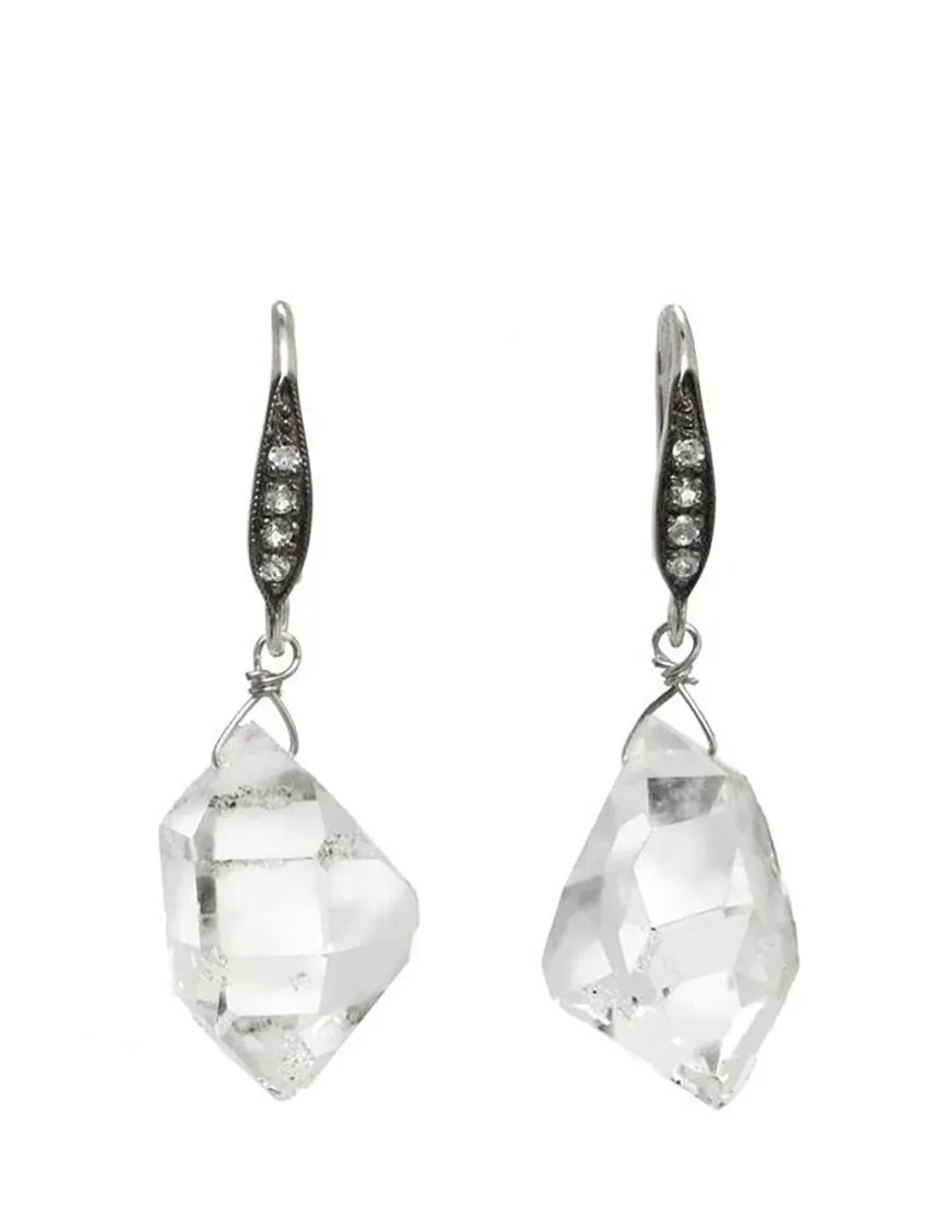 Margo Morrison Herkimer Diamond & White Sapphire Earrings