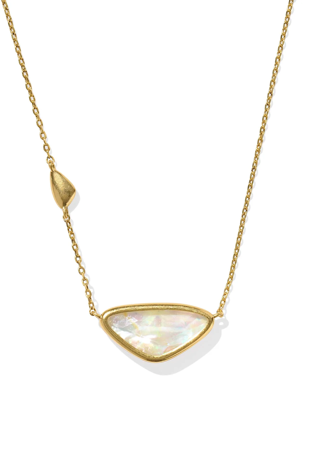 Margot Vintage Gold Short Pendant Necklace Iridescent Abalone