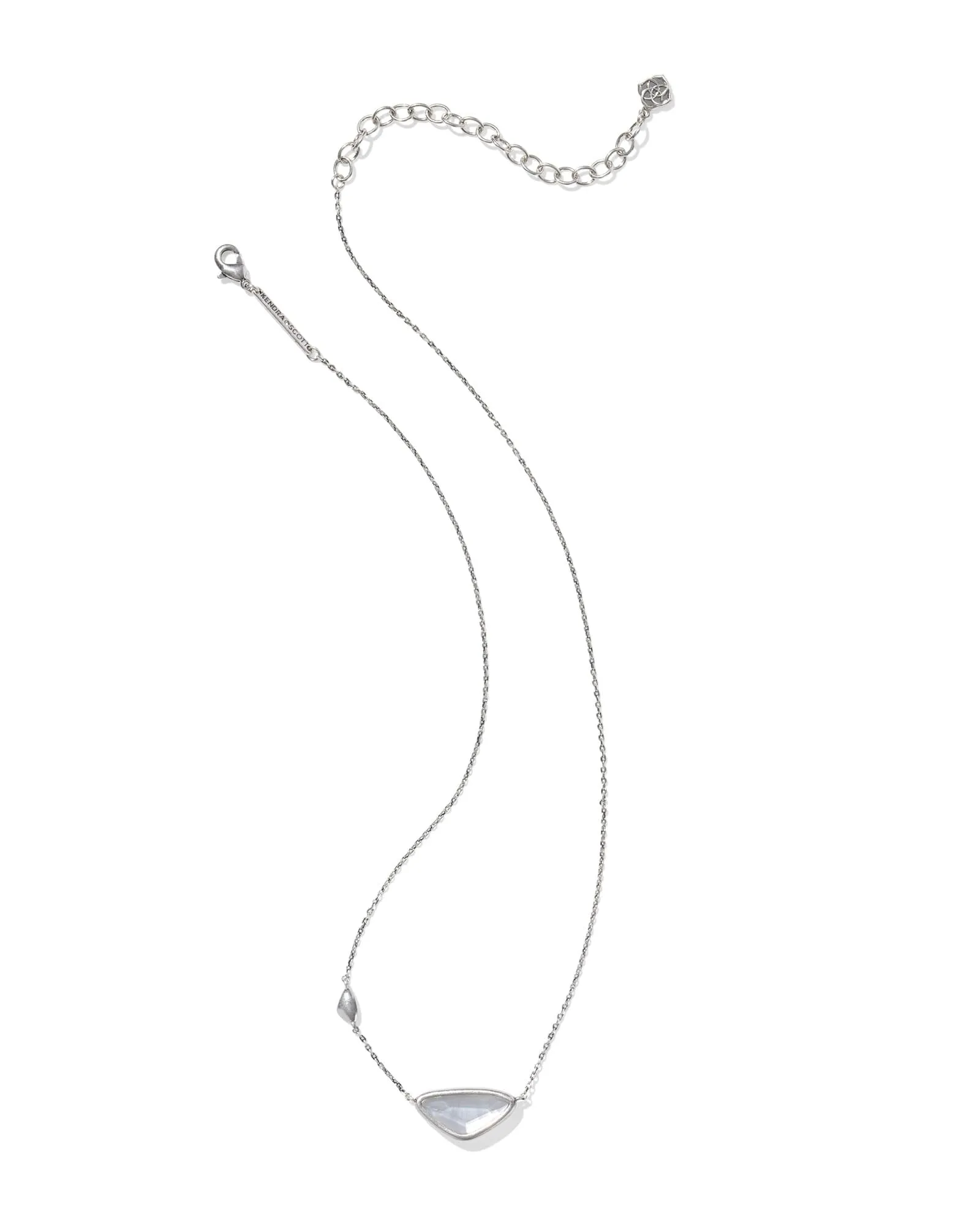 Margot Vintage Silver Short Pendant Necklace-Ivory Mother of Pearl