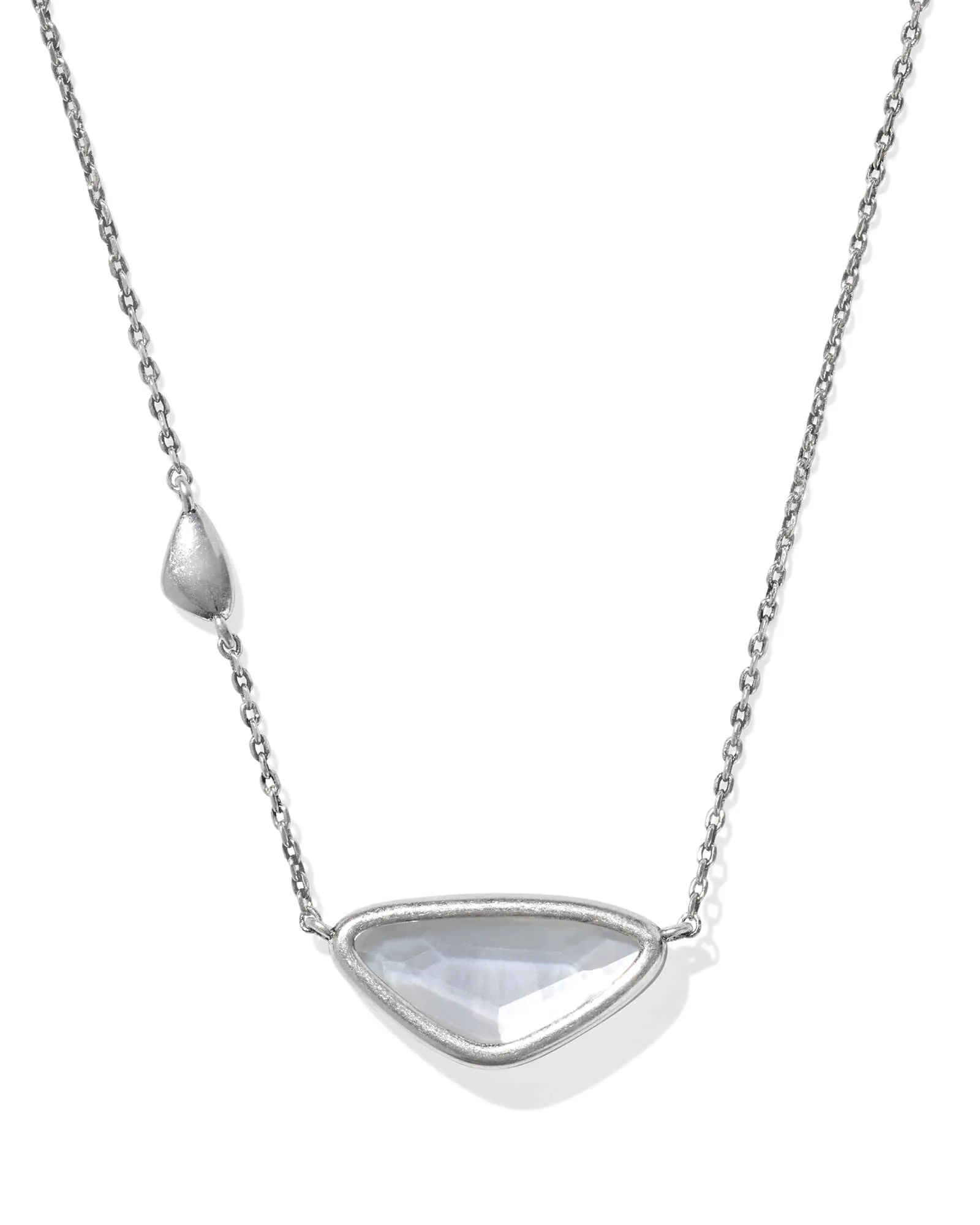Margot Vintage Silver Short Pendant Necklace-Ivory Mother of Pearl