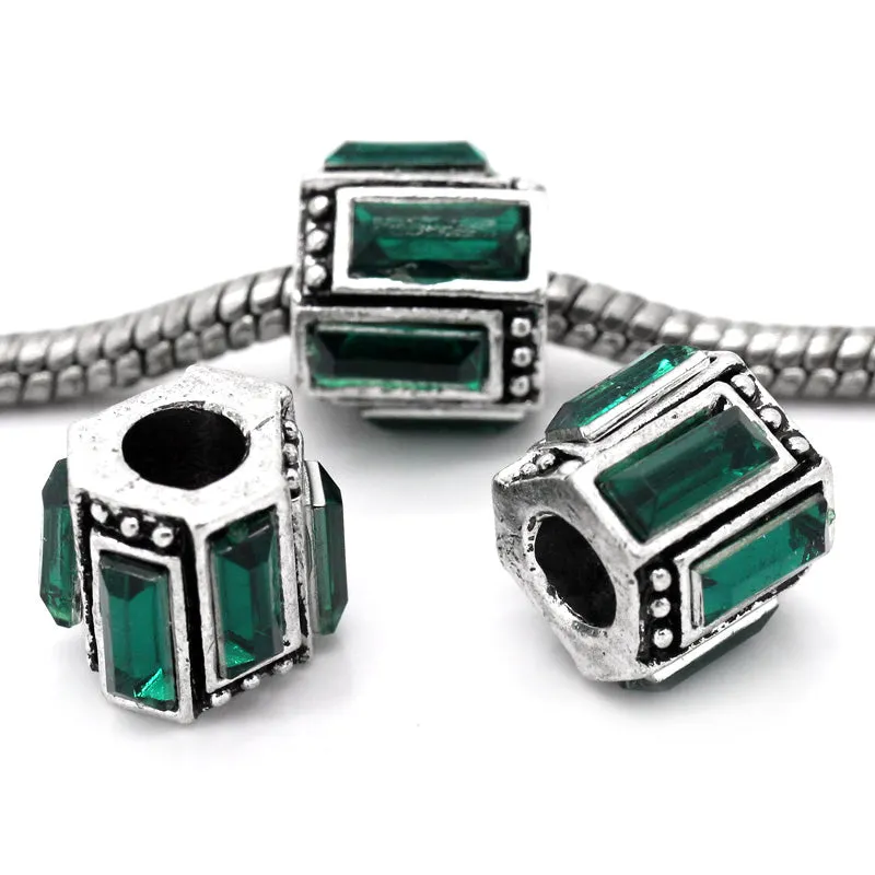 May Birthstone Spacer Bead Charm for european snake chain charm Bracelet