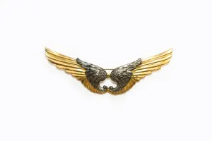 McCLELLAND BARCLAY Art Deco Gold with Silver Plated Double Winged Brooch
