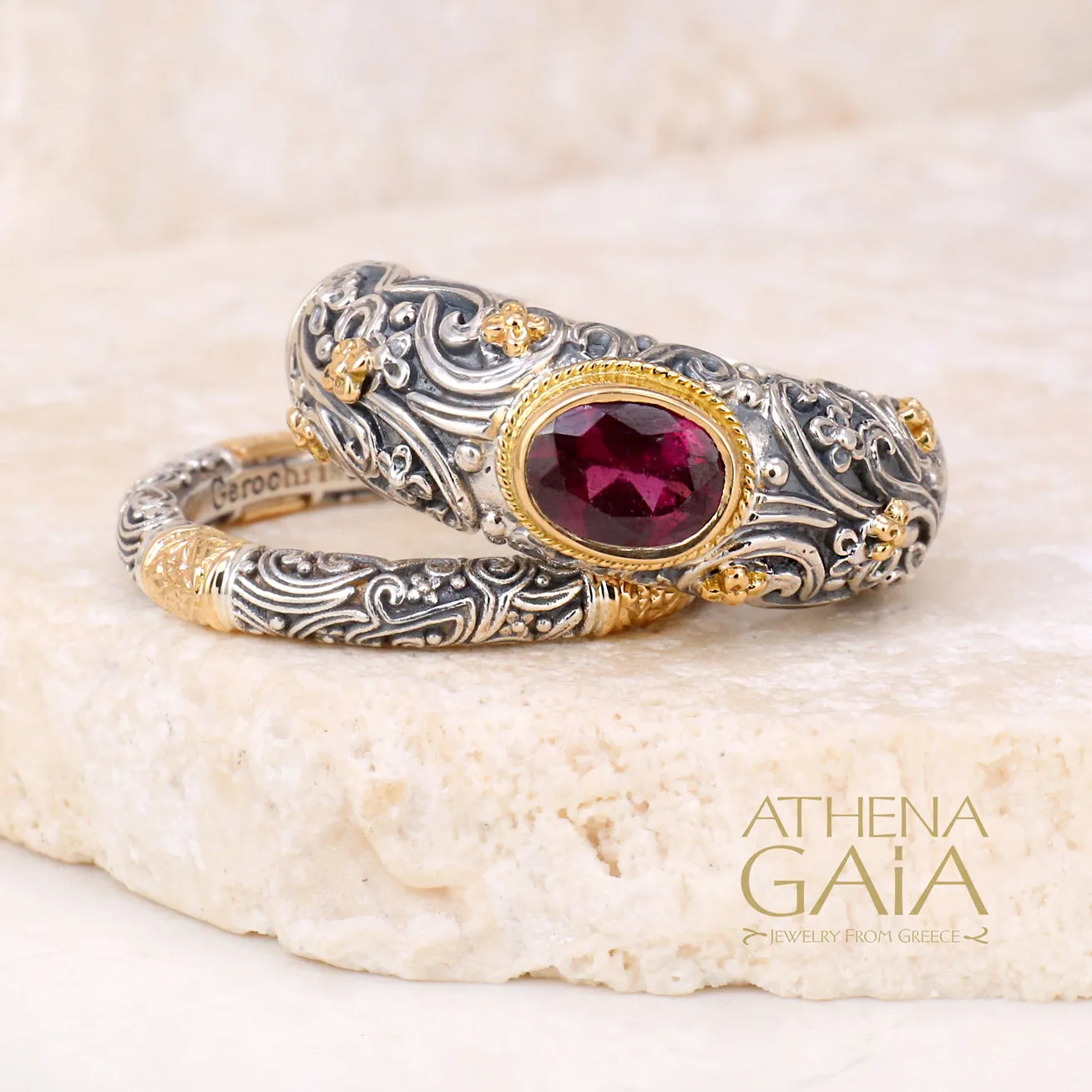 Meadow Breeze Large Stone Classic 2-Ring Stack