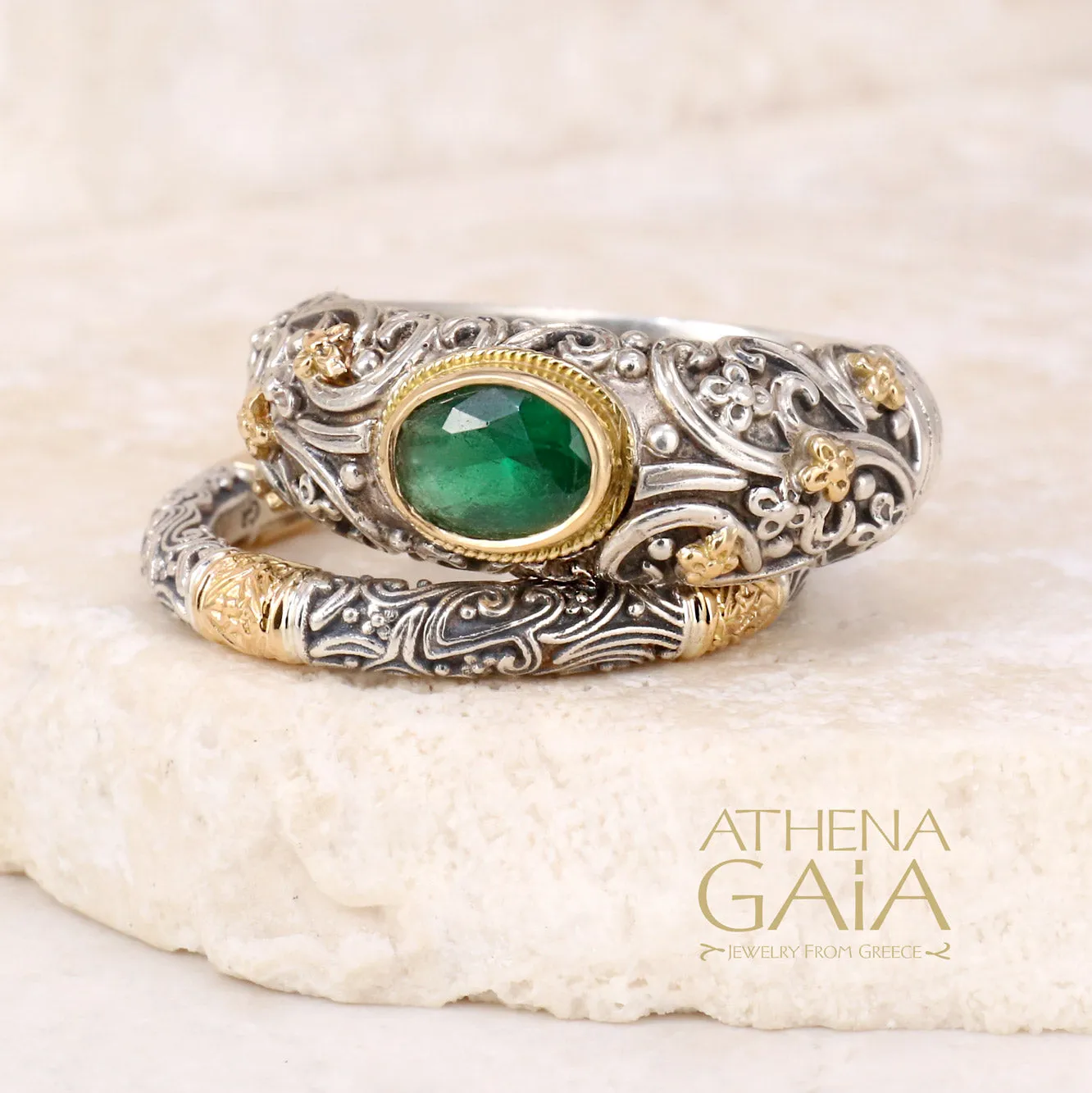 Meadow Breeze Large Stone Classic 2-Ring Stack