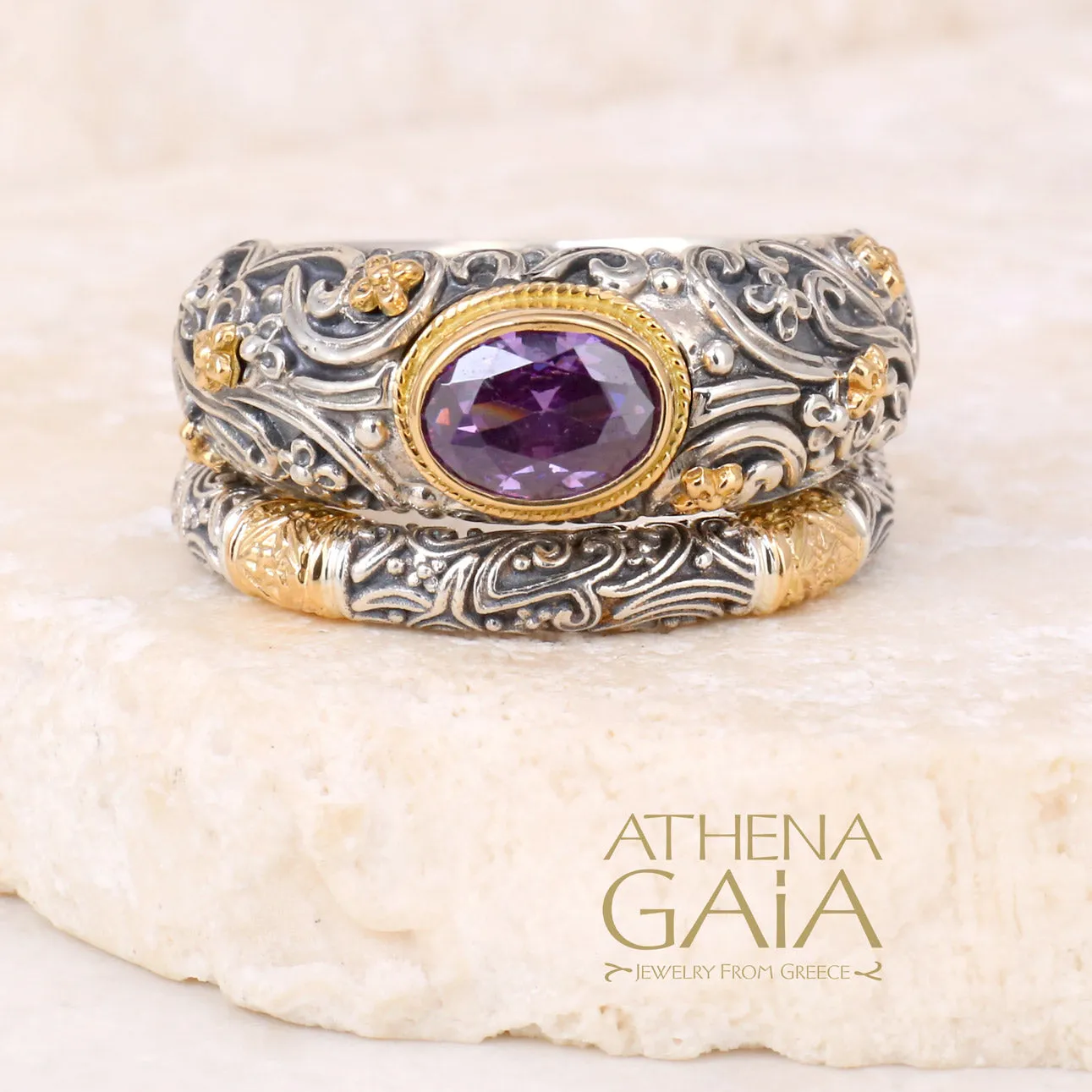 Meadow Breeze Large Stone Classic 2-Ring Stack