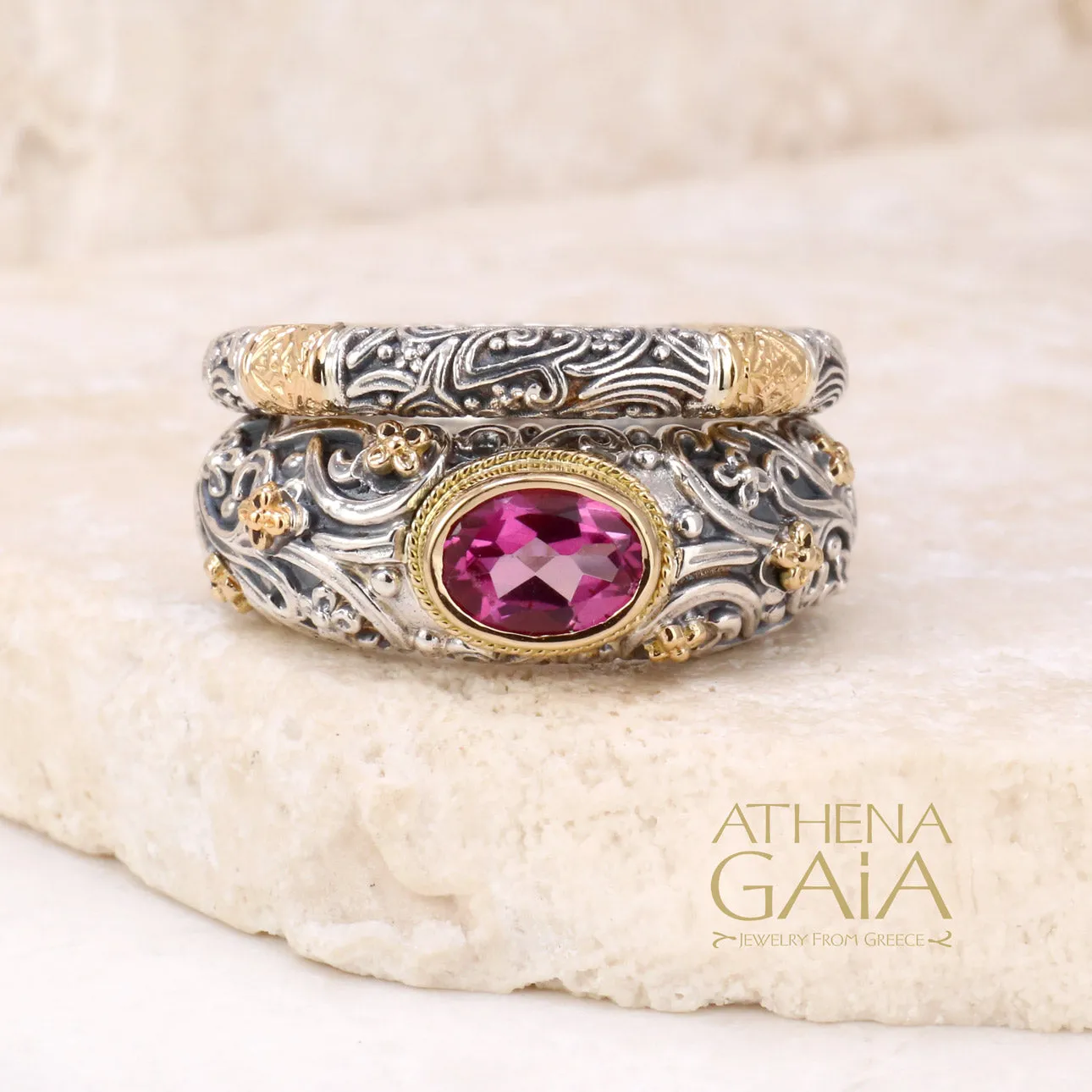 Meadow Breeze Large Stone Classic 2-Ring Stack