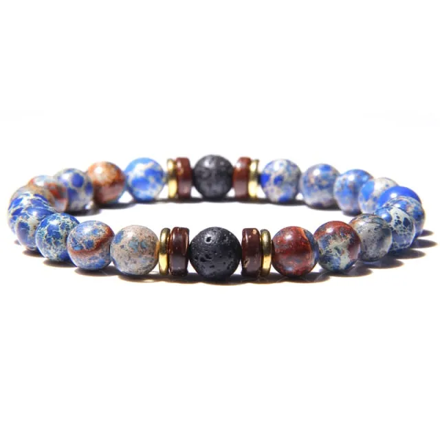 Men Bracelet Natural Stone Beads Bracelet Mens Lava Stone Diffuser Bracelet for Women Wood Bead Accessories Jewelry Homme