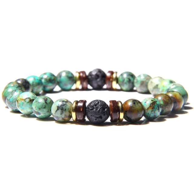 Men Bracelet Natural Stone Beads Bracelet Mens Lava Stone Diffuser Bracelet for Women Wood Bead Accessories Jewelry Homme