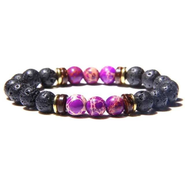 Men Bracelet Natural Stone Beads Bracelet Mens Lava Stone Diffuser Bracelet for Women Wood Bead Accessories Jewelry Homme