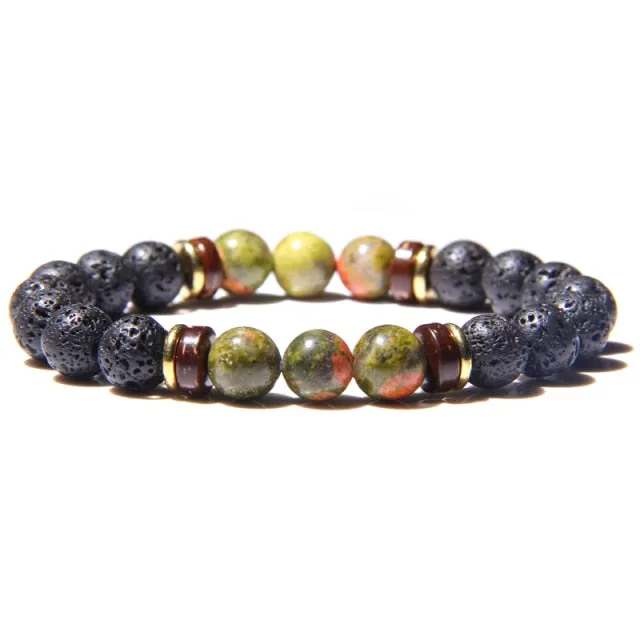 Men Bracelet Natural Stone Beads Bracelet Mens Lava Stone Diffuser Bracelet for Women Wood Bead Accessories Jewelry Homme