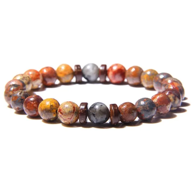 Men Bracelet Natural Stone Beads Bracelet Mens Lava Stone Diffuser Bracelet for Women Wood Bead Accessories Jewelry Homme