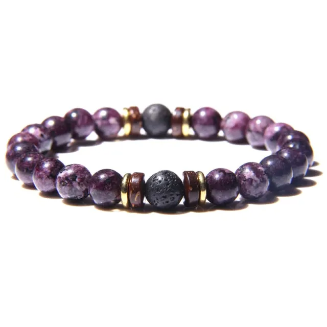Men Bracelet Natural Stone Beads Bracelet Mens Lava Stone Diffuser Bracelet for Women Wood Bead Accessories Jewelry Homme
