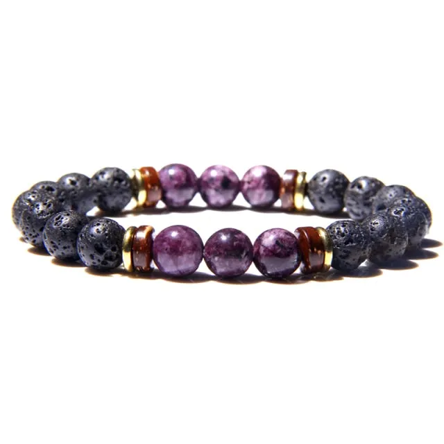 Men Bracelet Natural Stone Beads Bracelet Mens Lava Stone Diffuser Bracelet for Women Wood Bead Accessories Jewelry Homme