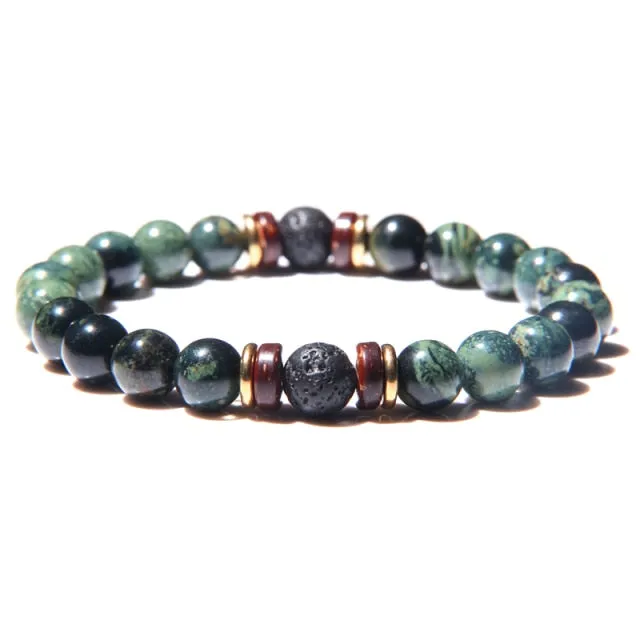 Men Bracelet Natural Stone Beads Bracelet Mens Lava Stone Diffuser Bracelet for Women Wood Bead Accessories Jewelry Homme