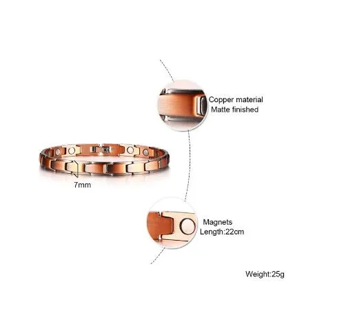 Mens Elegant Pure Copper Magnetic Therapy Link Bracelet Pain Relief For Arthritis And Carpal Tunnel Male Jewelry 8.46"