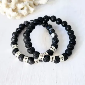 Men's Medium (8mm) Stone Bead Name Bracelet