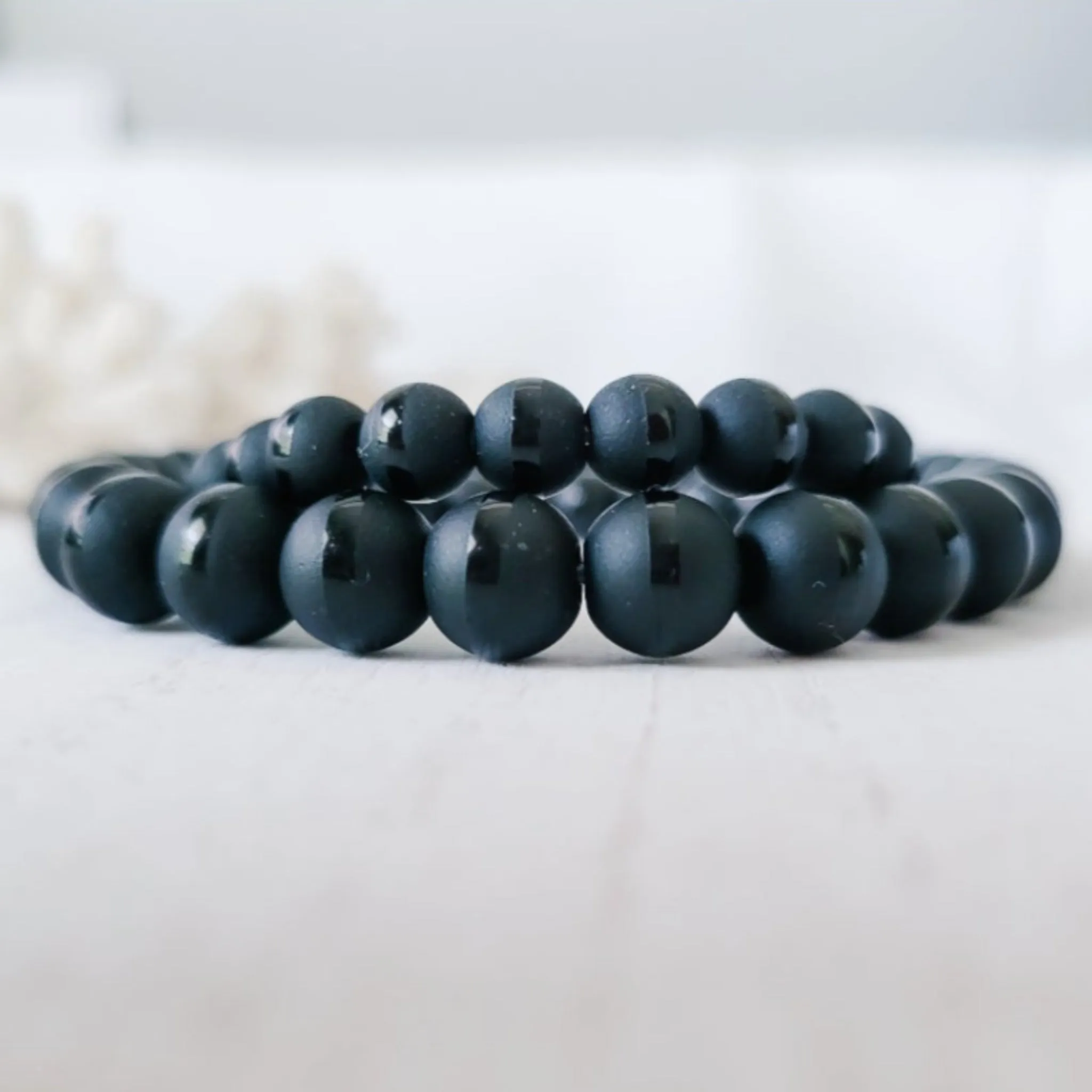 Men's Medium (8mm) Stone Bead Name Bracelet