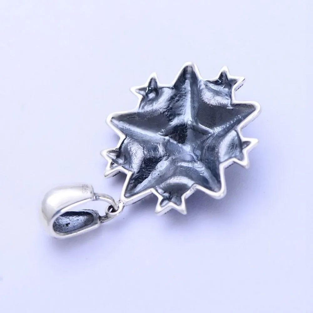 Men's Real Solid 925 Sterling Silver Pendants Five-Pointed Star Jewelry
