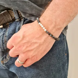 Mens Snowflake Obsidian Gemstone Bracelet