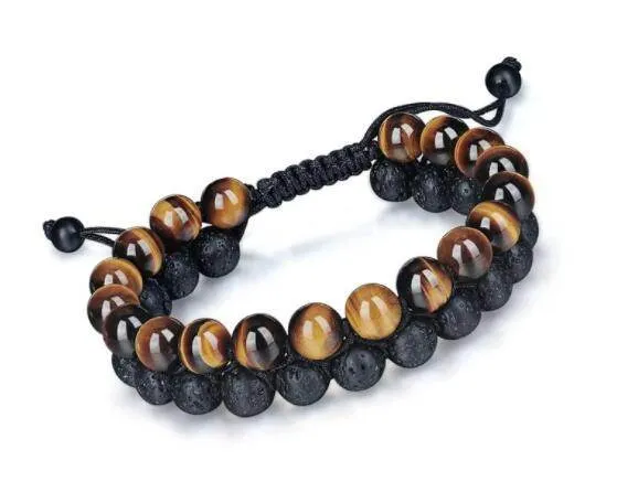 Men's Tiger's Eye & Lava Stone Bracelet