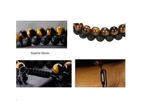Men's Tiger's Eye & Lava Stone Bracelet
