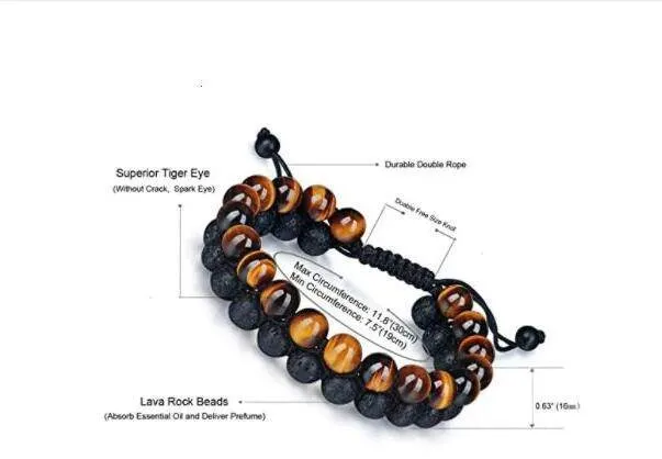 Men's Tiger's Eye & Lava Stone Bracelet