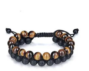 Men's Tiger's Eye & Lava Stone Bracelet