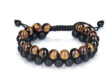 Men's Tiger's Eye & Lava Stone Bracelet