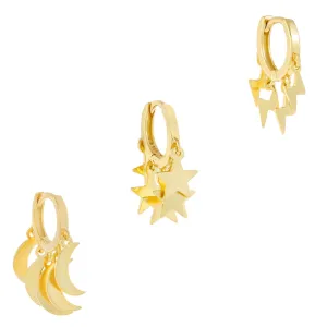 Mini Celestial Huggie Earring Combo Set