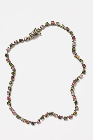 Mini Deco-Tile Rivière Necklace - Multi Tourmaline