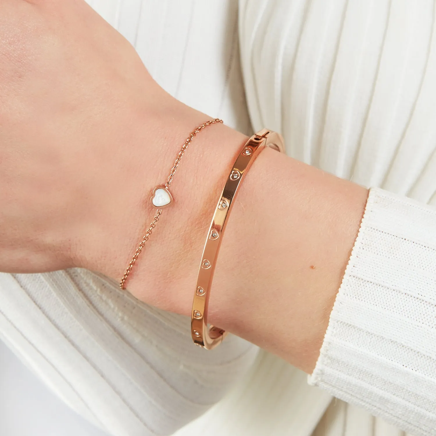 Mini Heart Birthstone Bracelet (Rose Gold)