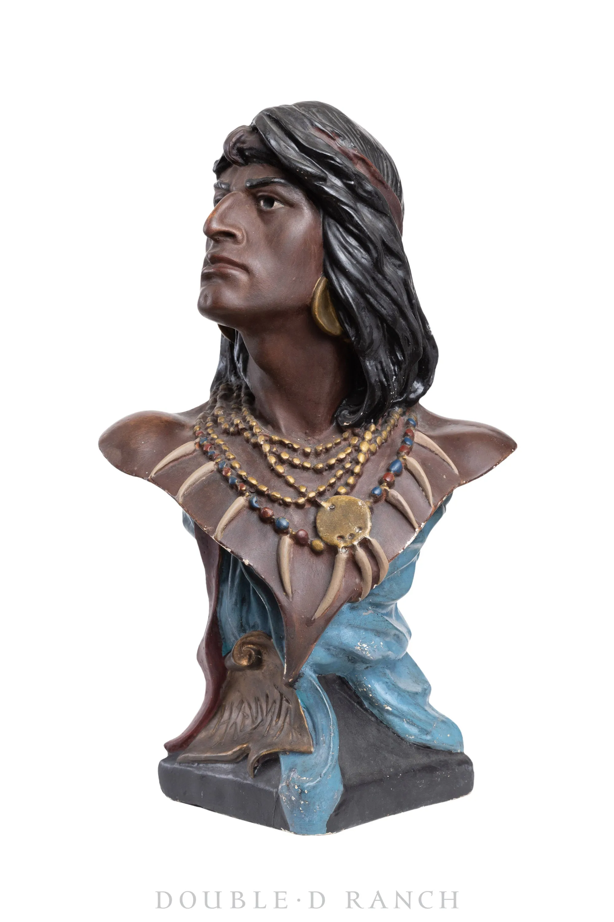 Miscellaneous, Folk Art, Native American Bust, "HI WATA", Tobacco Advertising, Mid 20th Century, 804