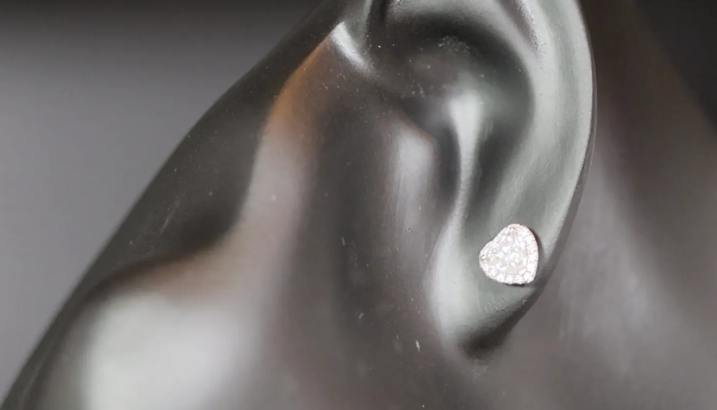 Moissanite Diamond Heart Ear Studs | Moissanite Diamond Ear Studs