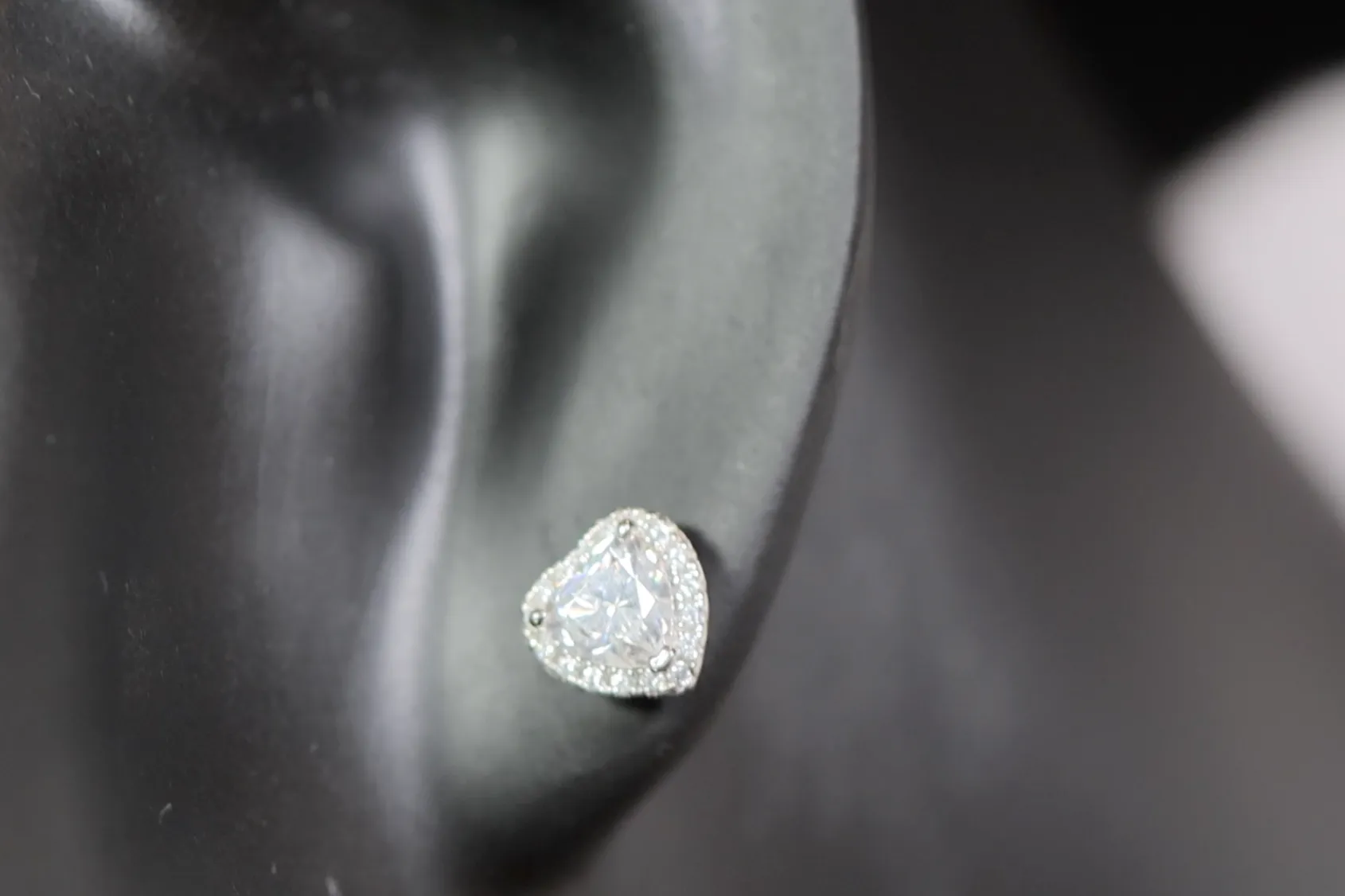 Moissanite Diamond Heart Ear Studs | Moissanite Diamond Ear Studs