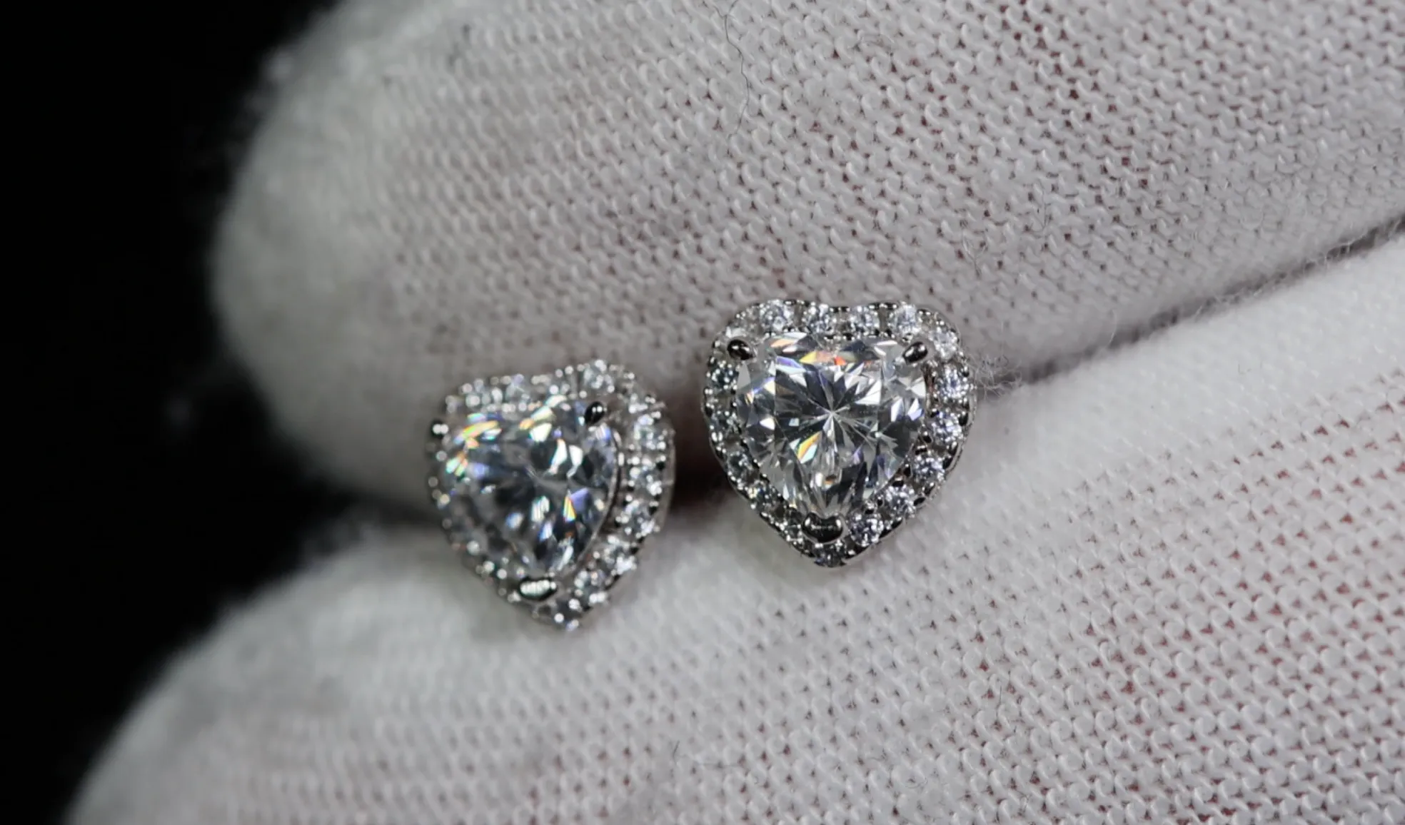 Moissanite Diamond Heart Ear Studs | Moissanite Diamond Ear Studs