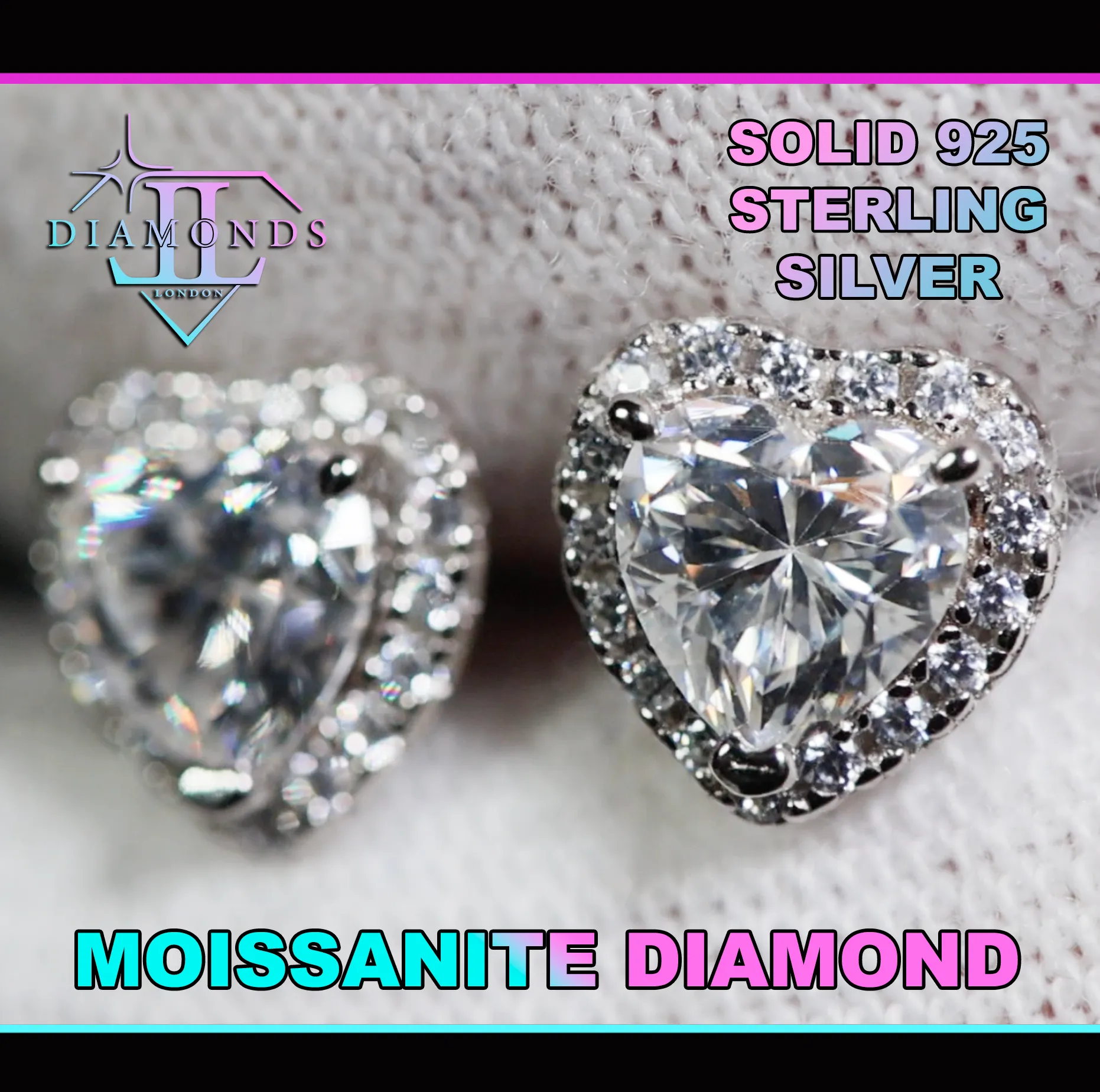 Moissanite Diamond Heart Ear Studs | Moissanite Diamond Ear Studs