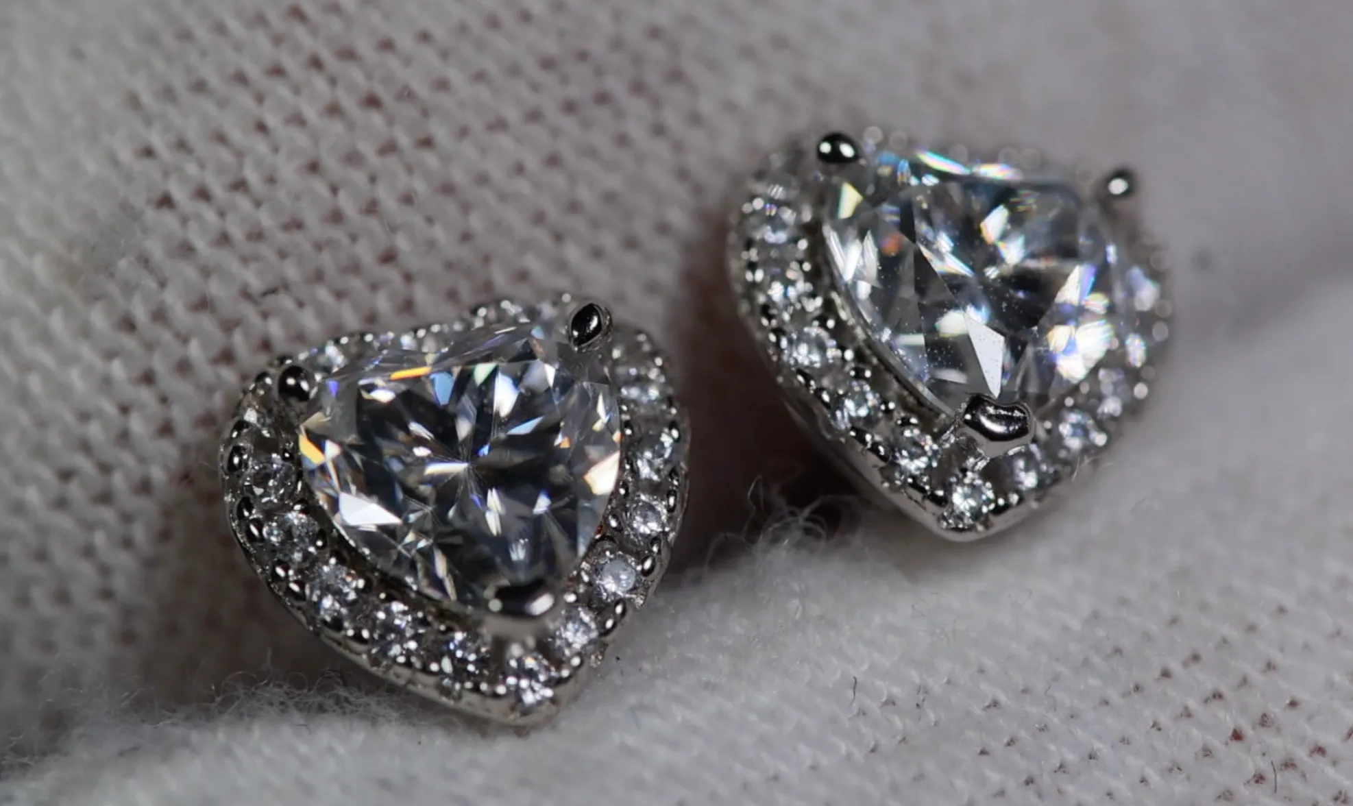 Moissanite Diamond Heart Ear Studs | Moissanite Diamond Ear Studs
