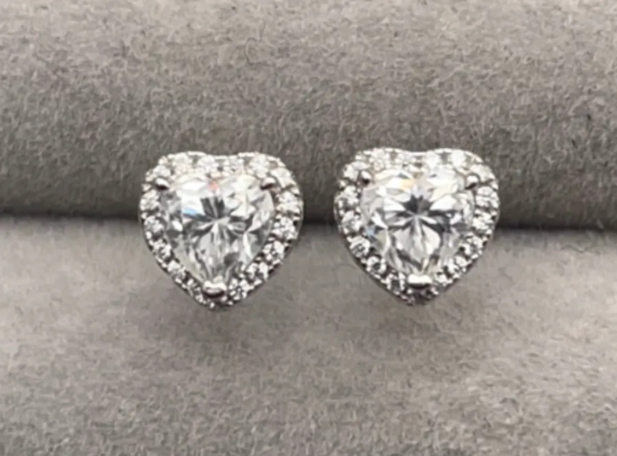 Moissanite Diamond Heart Ear Studs | Moissanite Diamond Ear Studs